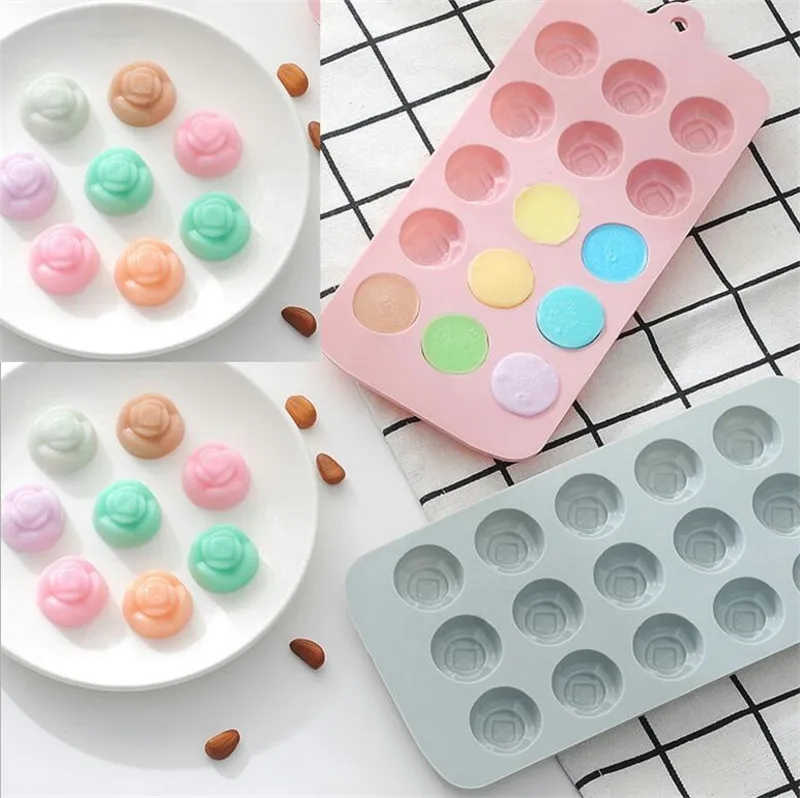

15 holes Silicone Cake Mold Decorating 3D Flower Chocolate Molds DIY Baking Ice Tray Mould fondant molds