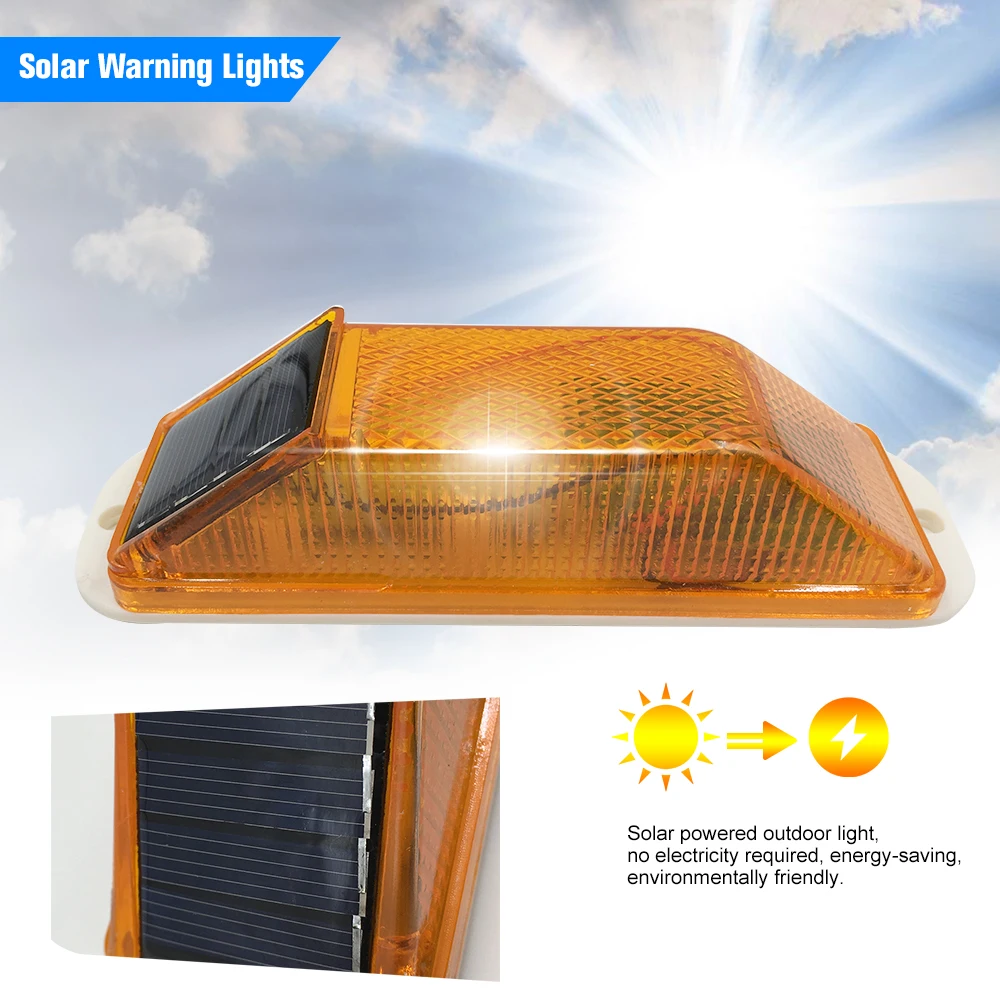 

Solar Warning Light Sensitive Strobe Flash Warning LED Caution Lamp Mounted Outdoor on Balusters for Safety Night Driving