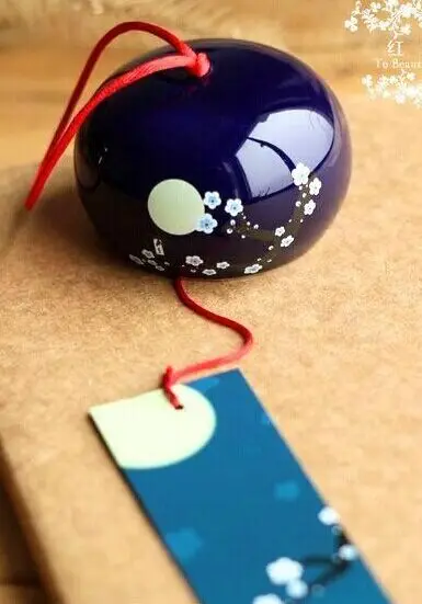 Японские керамические колокольчики для сада, подвесные украшения для дома, украшения для дома, подарки - Цвет: Blue plum blossom