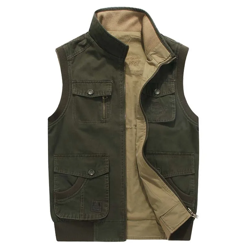 Afs Jeep Brand Mens Vest PLUS SIZE M-8XL Sleeveless Military Jacket Multi Pocket Casual Waistcoat Stand Collar 2 SIDE WEARS Afs Jeep Brand Mens Vest PLUS SIZE M-8XL Sleeveless Military Jacket Multi Pocket Casual Waistcoat Stand Collar 2 SIDE WEARS