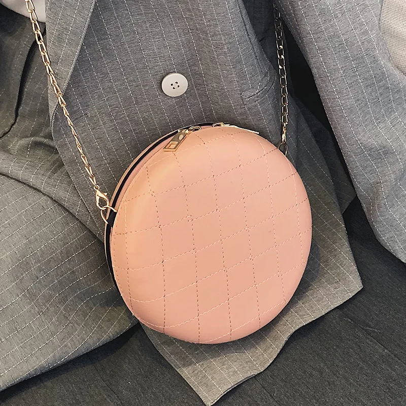 

Fashion Embroidery Lady's Twisted Bag 2019 Summer PU Leather Dinner Package Chain Small Round Bag