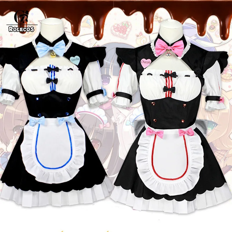 ROLECOS игра Nekopara Косплей Костюм Chocola Cat Косплей ванильный костюм платье-передник костюм горничной женское платье