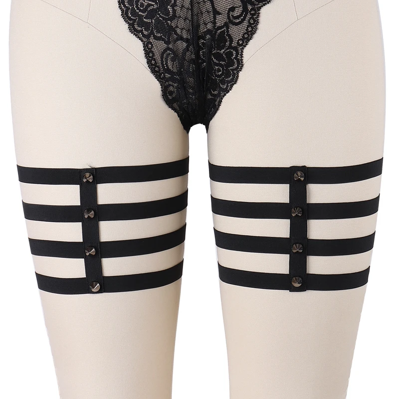 Pentagram Harness Womens Leg Sock Garter Black Thigh Stocking Suspender