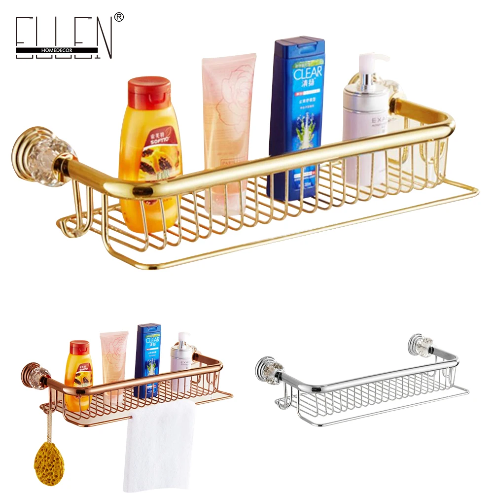 Luxury crystal brass gold bath shampoo holder towel hooks Bathroom Accessories bath hardware EL7089