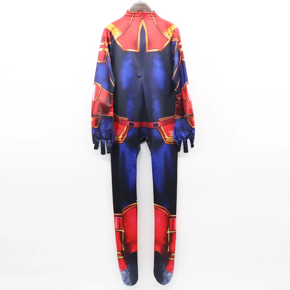 Детский костюм Марвел Капитан 3D для девочек, детский комбинезон Carol Danvers, облегающая одежда, карнавальный костюм супергероя, праздничная одежда