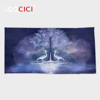 

Custom Microfiber Ultra Soft Bath/hand Towel,Fantasy House Decor Fabulous Herons and Tree in Living Water Fictional Mythical