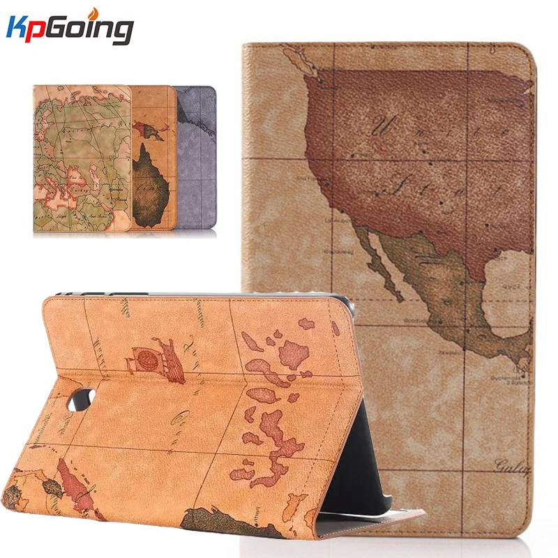 

Map Print Pu Leather Fashion Case for Samsung Galaxy Tab T550 Card Slot Tablet Flip Stand Cover for Samsung Tab A 9.7 T550
