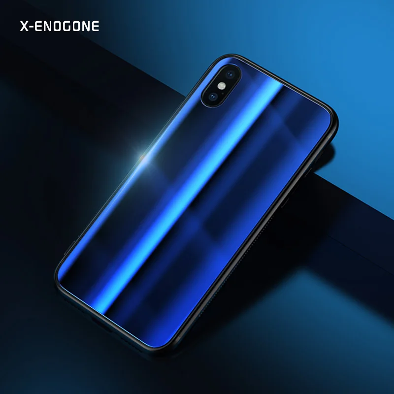 X-ENOGONE Aurora Glass Case for iPhone X 10 Luxury Silicone Full Protective Cover For 7 8 6 6s Plus Phone Coque |