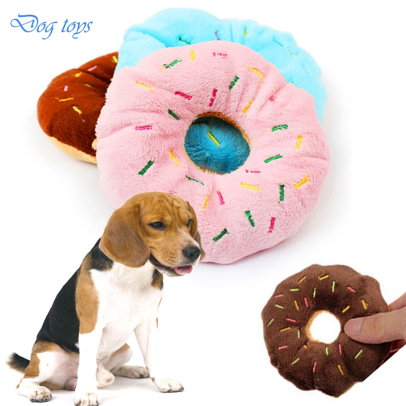 

Dog Chew Throw Toys Funny Cute Donuts Puppy Cat Pet Squeaker Squeaky Plush Sound Toys 11cm Teddy Training Play interactive toys