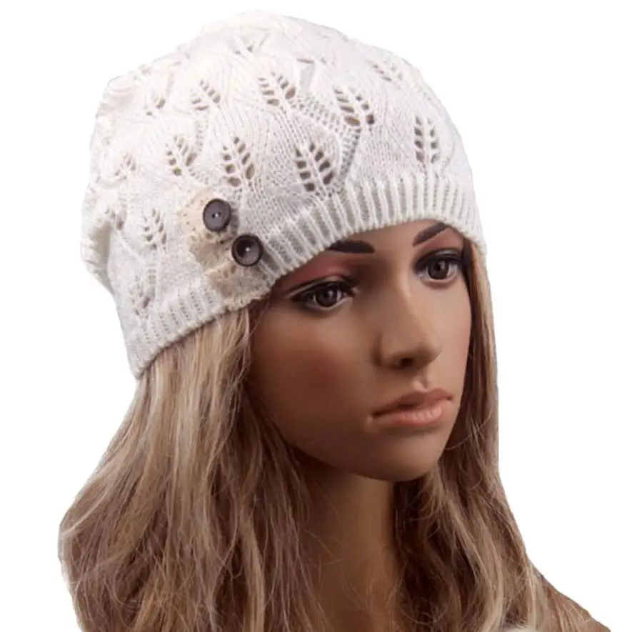 Newly Design Hollow Out Knitted Beanies Caps Winter Warm Head Wraps For