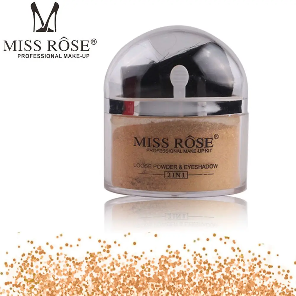 MISS ROSE Highlighter 2 In 1 Single Color Translucent Face Makeup Gold/Silver Waterproof Loose Powder Glitter Cosmetic