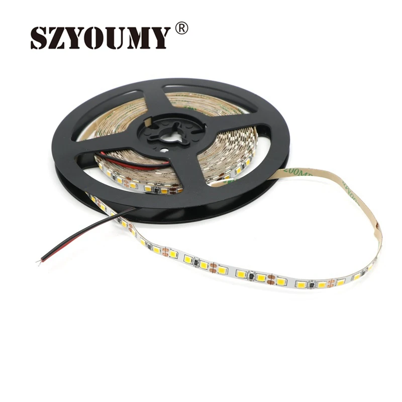 SZYOUMY 12 V 2835 Светодиодные ленты 5 мм 16.4ft изящный полосатый IP20 Non-Водонепроницаемый 120 светодиодный s/M 5 м/рулон Светодиодные ленты белый/теплый белый