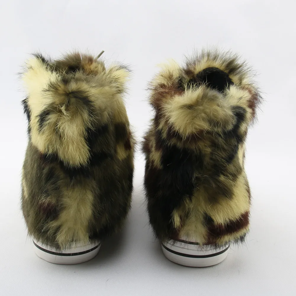 Cony croissante Pic Rond Lacent attaché forme Top Hiver Plate As Hauteur Femmes Haute Fourrure Camouflage as Casual Pic Croix Cheveux Chaussures Chaud Bout xwPFzqRR