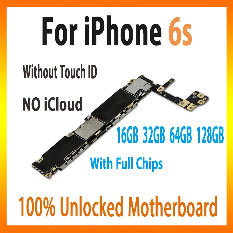 

100% unlocked logic board for iphone 6s 4.7 inch motherboard 16GB 32GB 64GB 128GB version No touch ID without fingerprint
