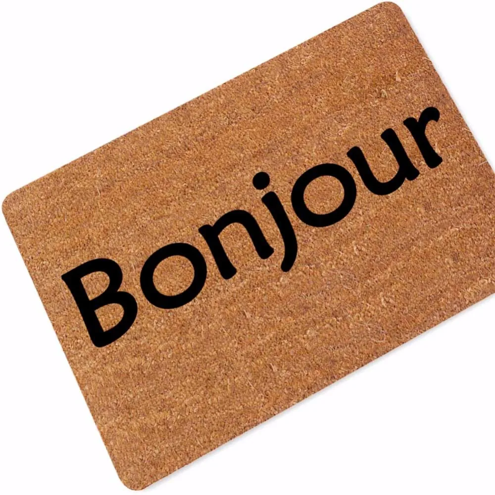 French Bienvenue Doormat Entrance Mat Hallway Bonjour Printed Anti Slip