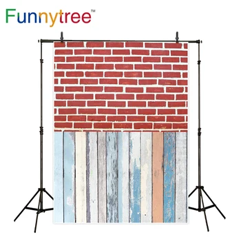 

Funnytree photography backdrops Red wall Green wooden floor vintage Stitching background photocall fotografia studio funds