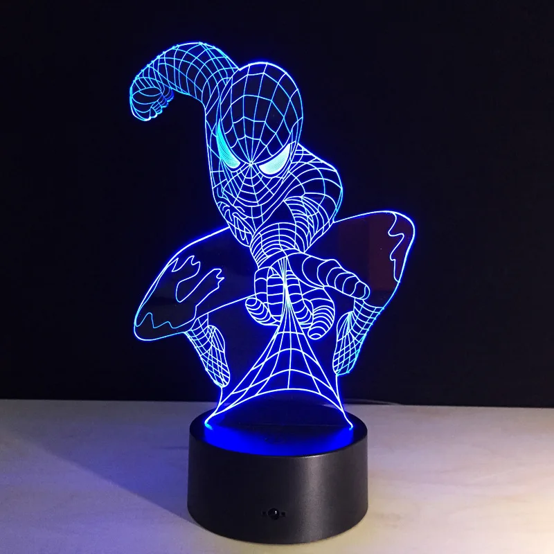 Сенсорный выключатель светодиодный ночь 3D свет человек-паук мультфильм Форма светодиодный свет лампы красочный градиент Гостиная подарок
