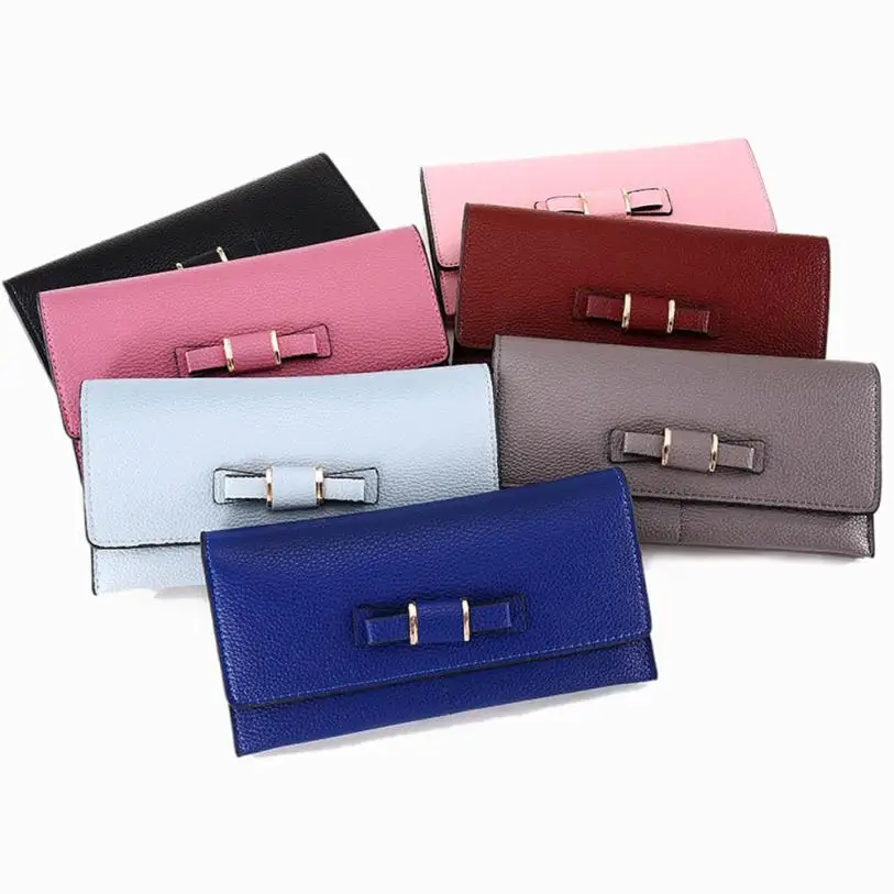 

women wallet casual long zipper purse female Big capactiy bag with bowknot ladies Wallets Multifunction Card Holder #g6