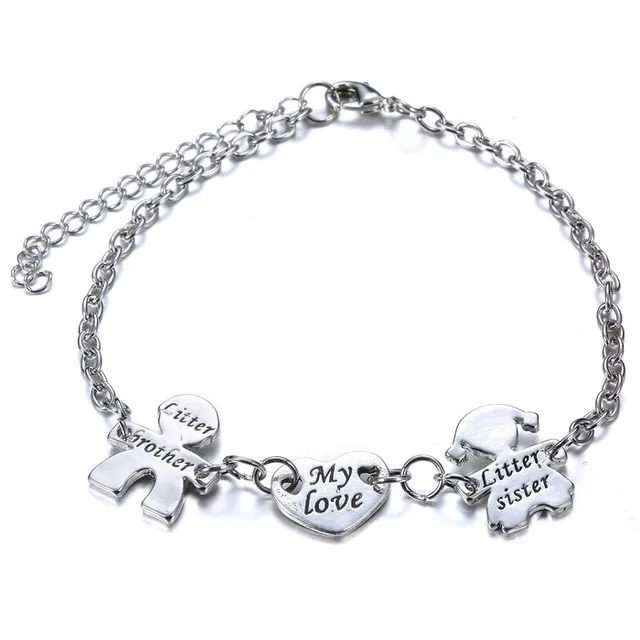 Three Charms Family Memebers Link Bracelets My Love With Brother Three Charms Family Memebers Link Bracelets My Love With Brother Sister Heart Letters Engraved Silver Bangles