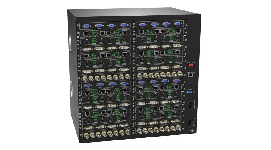 Высокоэффективный матричный коммутатор для различных цифровых и аналоговых сигналов с управлением TCP/IP с 16 входными и 16 выходными слотами