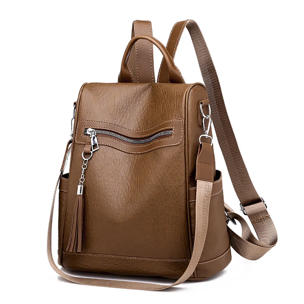 

Backpack Women Leather Backpack School Casual Soft Leather Wild Simple Backpack Travel Anti-theft Bag