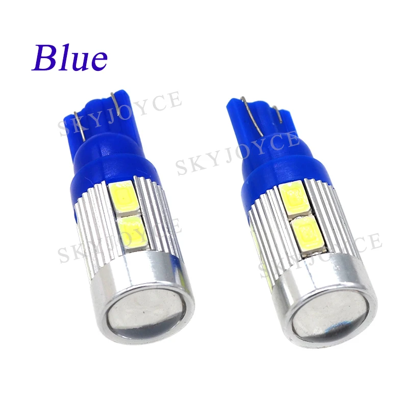 SKYJOYCE 2 шт. T10 W5W 5730 10SMD LED свет белый желтый красный зеленый синий 10 объектив