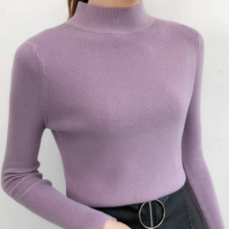 

Fashion Solid Color Knitting Women's Sweater Casual Korean Pullover Sweater Female Tight Comfortable Sweater Women Winter 2019