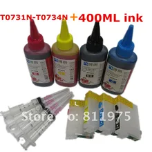 73 73N Refillable ink cartridge for EPSON Stylus TX111 TX200 TX210 TX209 TX213 TX220 TX400 TX409 TX410+ for EPSON Dey ink 400ML
