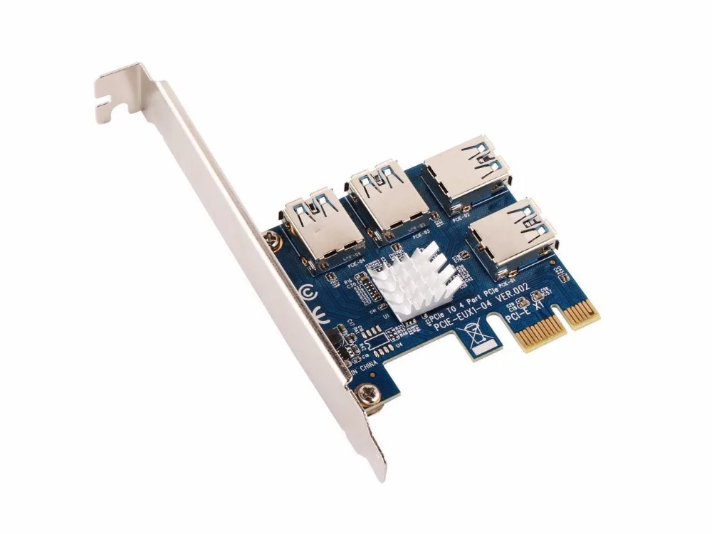 

The PCI-E Riser Extender for Bitcoin\Litecoin\ ETH coin ect Ubit 4 in 1 PCI-E Riser Adapter Board USB3.0 PCI-E Rabbet- Ethereum