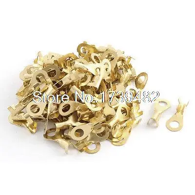 

100 Pcs 12-10AWG Wire Cable Connecting Rewirable Non-insulated Ring Terminals