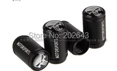 

4pcs/set metal car skull tire valve cap with aluminum black /silver 19mm wheel tyre valve capsanti-theft pneu de carro