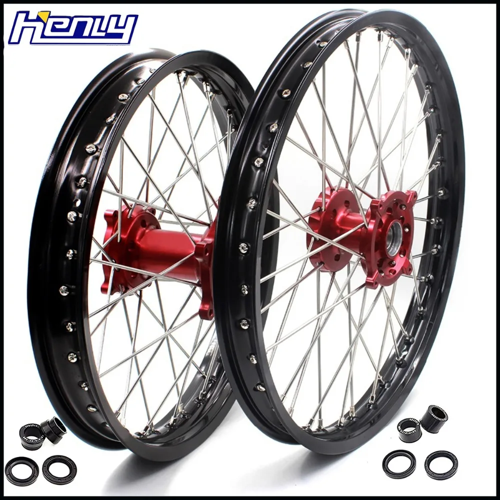 

21" /19" MX Dirt Bikes Complete Spoked Wheels Rims Set For HUSQVARNA TE TC TXC SMR 250 2000-2013 Red Hub