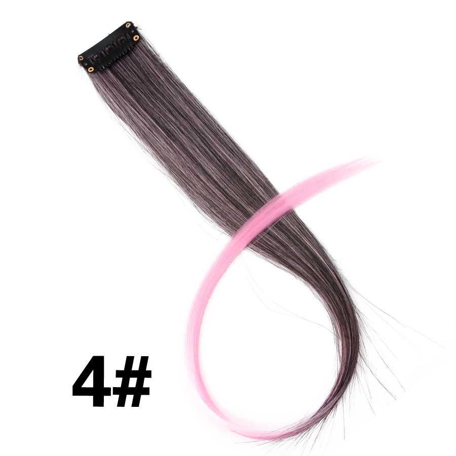 Leeons синтетические волосы для наращивания с зажимом, термостойкие волосы для наращивания, радужные волосы для детей и женщин, волнистые стильные 20 дюймов - Цвет: #4