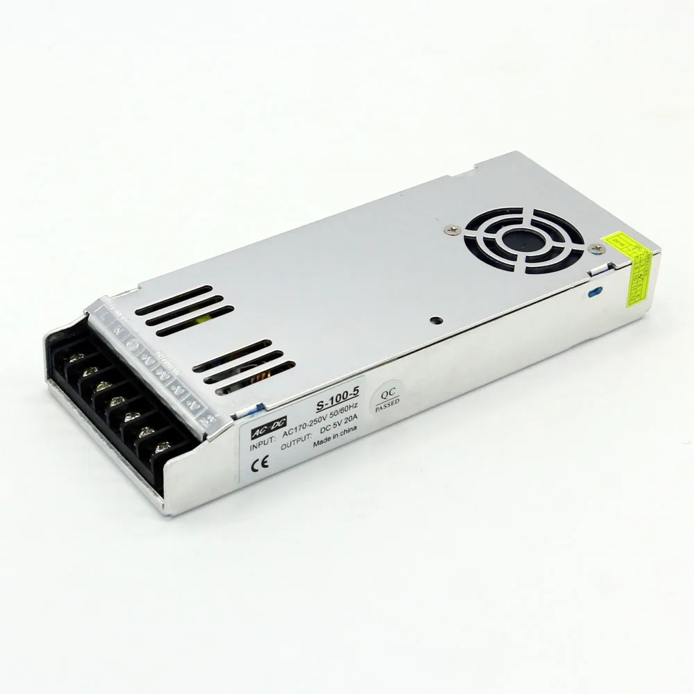 

LED Switching Power Supply 5V 20A 100W Ultra Thin Dc Transformer Driver