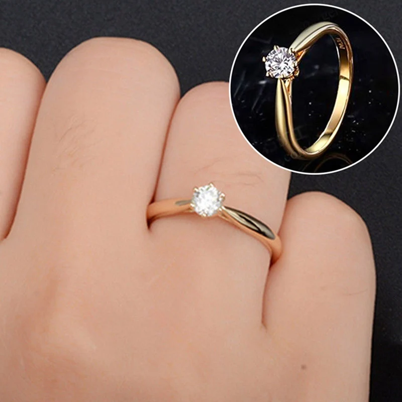 Women's Trendy Zinc Alloy CZ Decorated Ring Gold 1