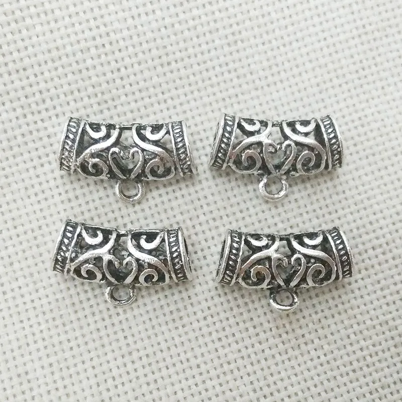 50pcs Tibetan Silver Charm Pendant Connector Links Jewelry Findings Ring 25x13x4