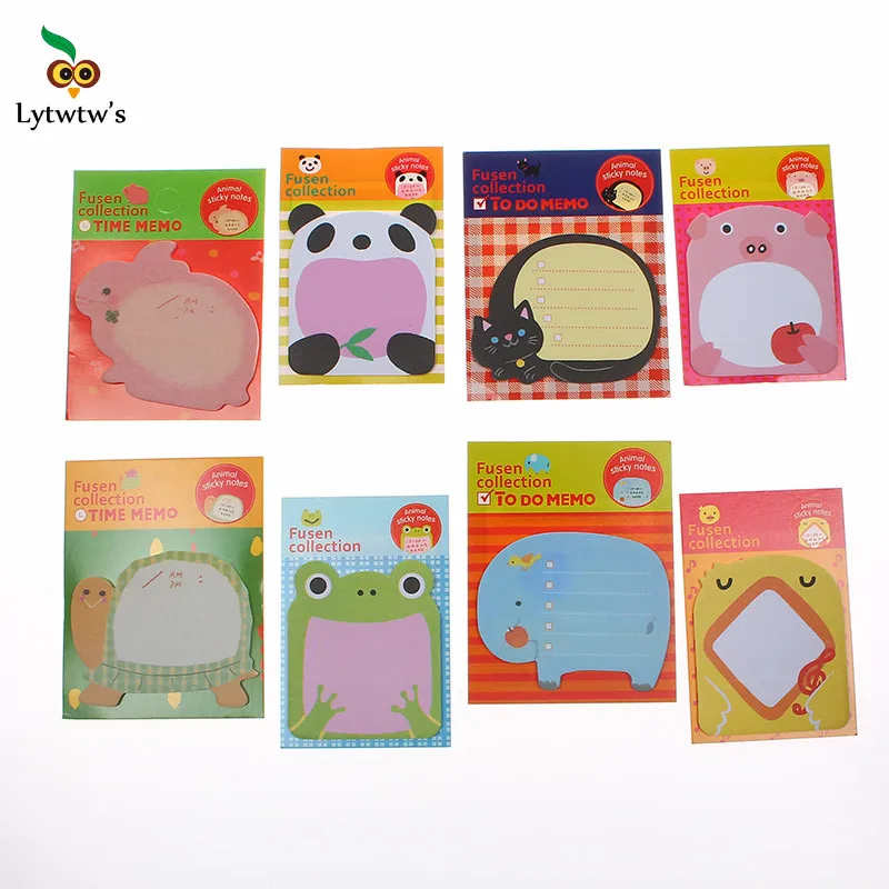 

1 Piece Lytwtw's New Korean DIY Kawaii Animal Sticky Notes Creative Post Notepad Filofax Memo Pads Office School Stationery