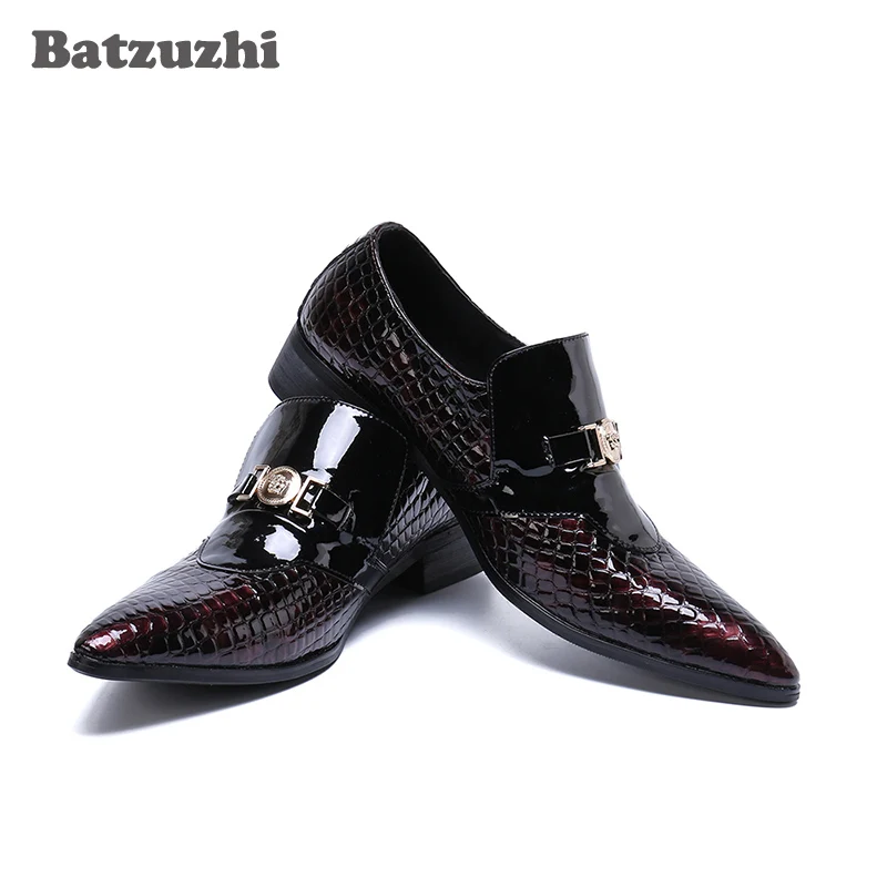 

Batzuzhi Business Oxfords Shoes Men Designer Genuine Leather Men Dress Shoes Pointed Toe Wedding Shoes Plus Size US12, EU38-46