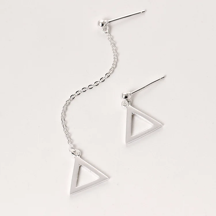 asymmetric Triangle earrings 100% 925 Sterling silver Jewelry fashion Hypoallergenic Stud earrings for women gift