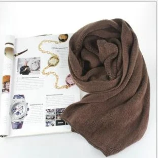 Корейский простой однотонный теплый зимний женский шарф 220 см, эластичный вязаный шерстяной шарф, шаль, изумительный шарф - Цвет: Coffee