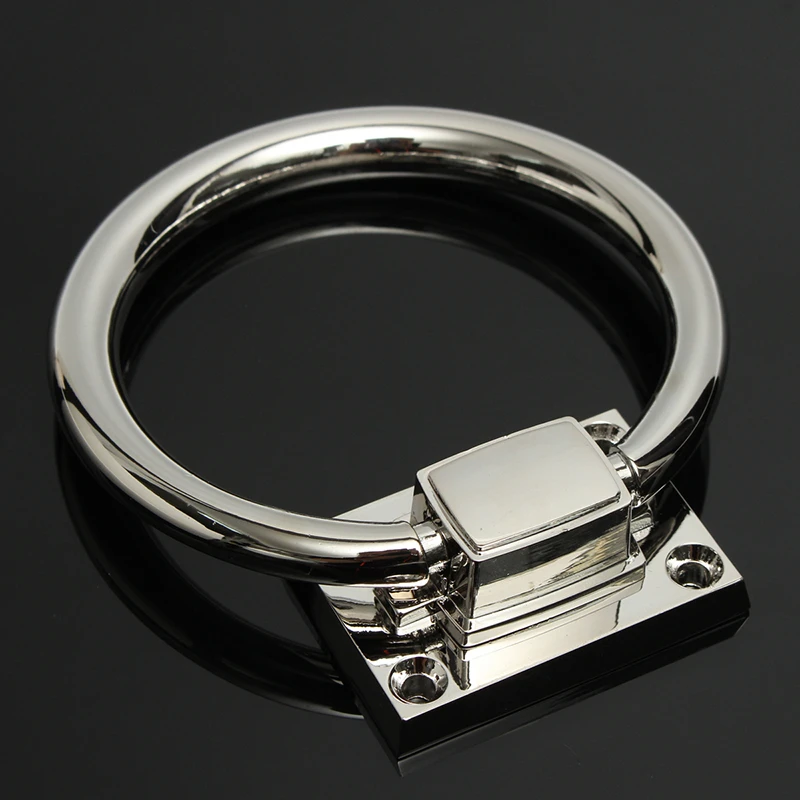 

Door Handle Door Pull Ring Knob Shiny Silver Drop Pull Ring Wooden Door Knocker Chair Pulls Handle 111x56x38MM