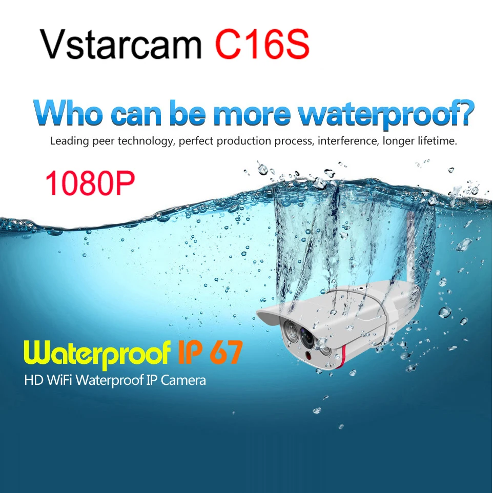 

Vstarcam C16S HD 1080P Wifi IP Camera Waterproof IP67 Outdoor Wireless 2mp IP Camera Wireless IR-Cut Support 128G TF Card (New)