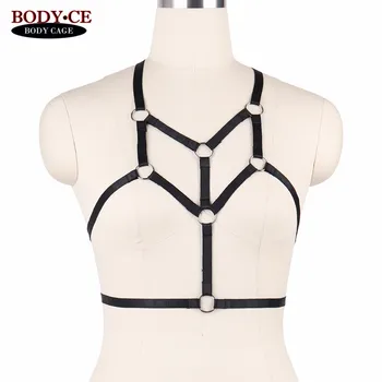 

Womens Body Harness Lingerie Belt Black Sexy Bondage Bra Elastic Strappy Tops Cage Bustier Fetish Burlesque Exotic Apparel Dress