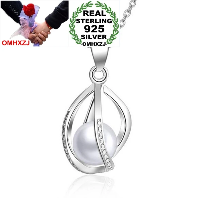 

OMHXZJ Wholesale Fashion Diy Hollow Lantern OL Woman ABS Shell Pearl 925 Sterling Silver Pendant Charms PE100 NO Chain Necklace