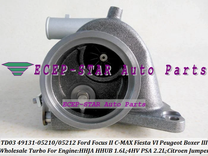 TD03 49131-05210 49131-05212 0375K7 6U3Q6K682AE Turbo Turbocharger For Ford Focus II C-MAX Fiesta VI 1.6L Citroen Jumper Peugeot Boxer III 4HV PSA 2.2L HDI   (4)