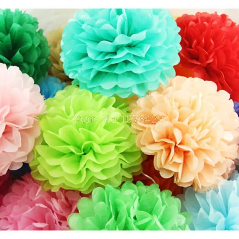 5 шт 4 дюйма 10 см папиросная бумага Pom Poms Цветочные шары из бумаги для свадьбы дня