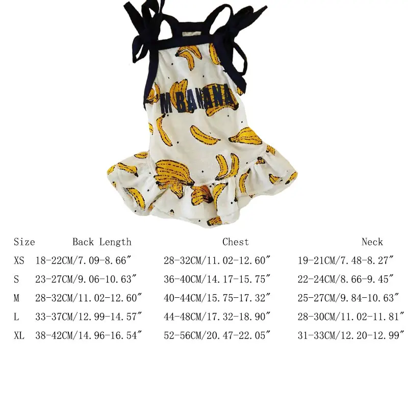 Летняя переноска для собак, дышащее детское платье с рисунком фруктов для щенков и кошек, костюмы, боди для чихуахуа xs-xl DOGGYZSTYLE - Цвет: Banana dress