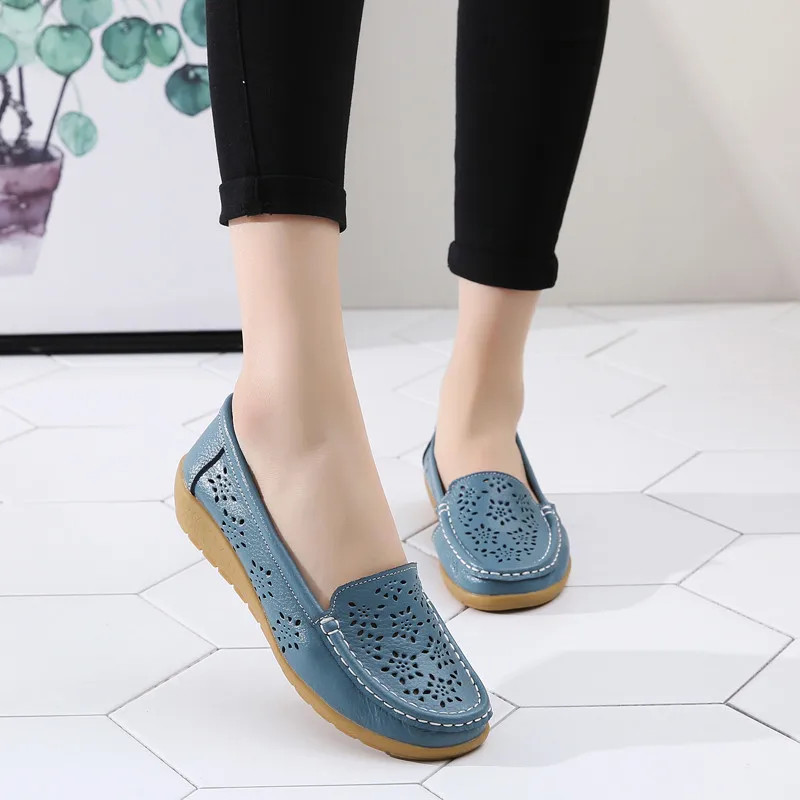 Туфли Fretwork женские из натуральной кожи перфорированные лоферы Пляжная дышащая