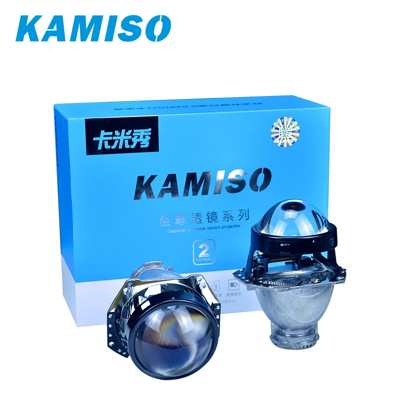 

KAMISO Hot selling 1 pair car projector headlight 3 inch xenon lens classical HALO 5 Hi/Low double beam lens module