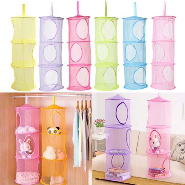 3 Shelf Hanging Storage Net Kids Toy Organizer Bag Bedroom Wall Door 3 Shelf Hanging Storage Net Kids Toy Organizer Bag Bedroom Wall Door Closet